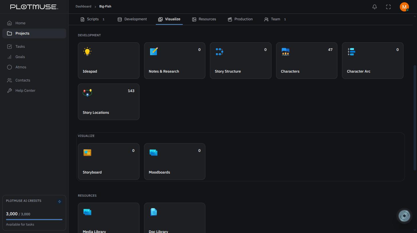 The Visualize tab's Storyboard tile.